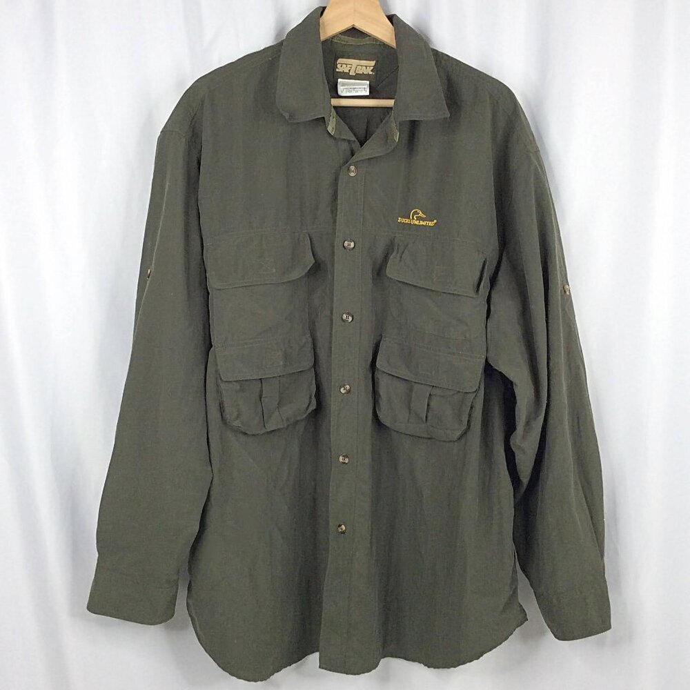 Ducks Unlimited SafTbak Shirt Mens Size XL Cargo Pocket Fowl Bird‎ Hunting Green
